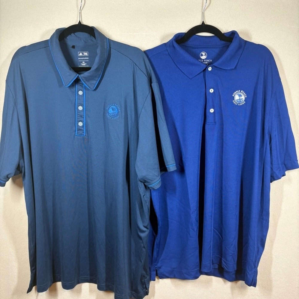 Pebble Beach Adidas/Bobby Jones Lot of 2 Mens 2XL‎ Atheisure Golf Polo Shirts